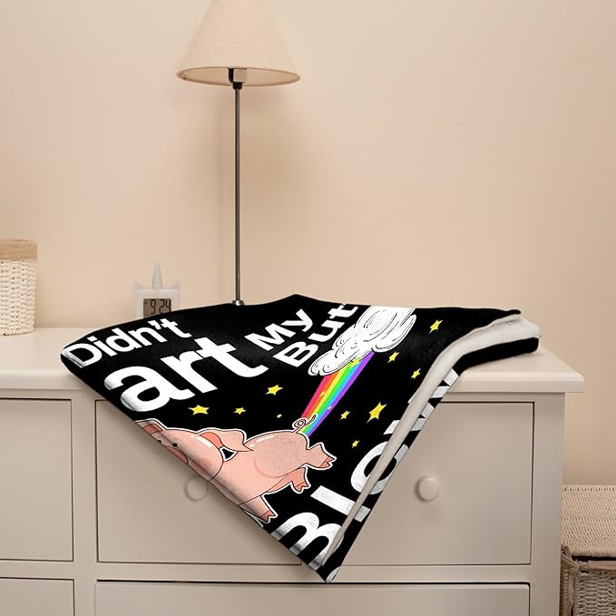 Custom Funny Pig Blanket Gift for Men Women, 60x80 Inches Soft Flannel Cozy Throws Blankets Funny Gift Idea for Adult Teen Kids Girls Boys Animals Parttern for Christmas Bed Sofa Couch-Twin Size