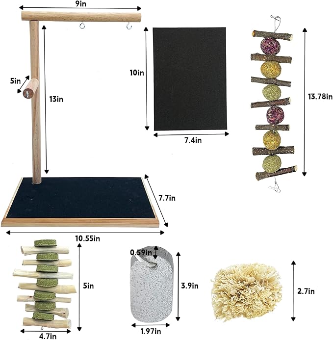 kathson Bunny Toys Rabbit Wooden Scratch Nail Scratch Board Hanging Chew Toys for Small Animals Guinea Pigs Hamster Chinchillas
