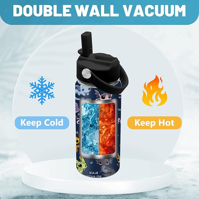 Axolotl Gifts, 16 oz Water Bottle with Straw Lid, Stainless Steel Insulated Tumbler, Cute Animals Water Bottles, Axolotl Cup Gifts for Birthday Christmas