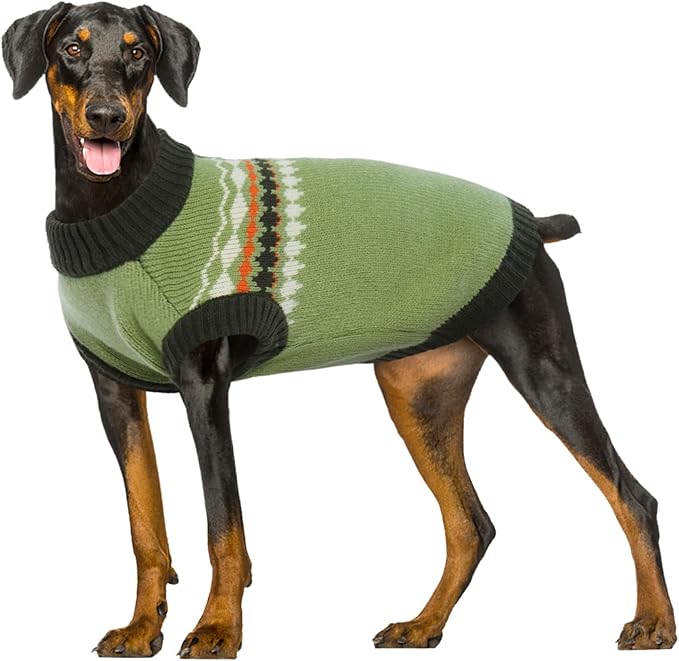 Kuoser Dog Sweater, Dog Sweaters for Large Size Dogs, Boy Girl Dogs Christmas Sweater, Pet Sweatshirt Outfits for Male Female, Warm Big Doggie Pullover Knitwear Clothes for Fall Winter, Green 2XL