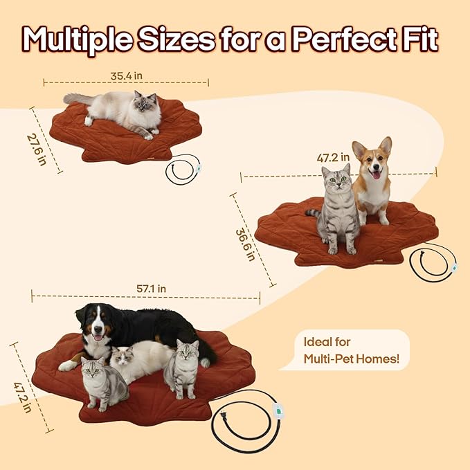 Red Shell shaped Dog heating pad (47"x36"), Obtained FCC and UL Dual Certification, Waterproof, Adjustable Temperature, Machine Washable,for Indoor/Outdoor Use, Suitable for Pets of All Ages