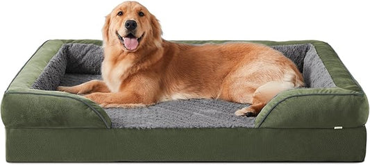 INVENHO Orthopedic Dog Beds Large Sized, XL Egg-Crate Foam Dog Couch with Washable Removable Cover, Waterproof Lining and Nonskid Bottom