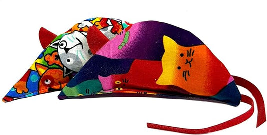 Colorful Catnip Mice for Cats Two Pack - Handmade in The USA (Multi CC3)