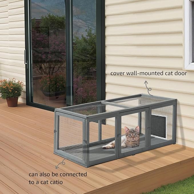 beeNbkks Outdoor Cat Tunnel, Extendable Passage Connect Home to Outdoor Cat Catio Enclosure House, 45’’ Safe Tunnel Walkway for Indoor Kittens, Wooden Pet Tube for Window Deck Patio Balcony Garden