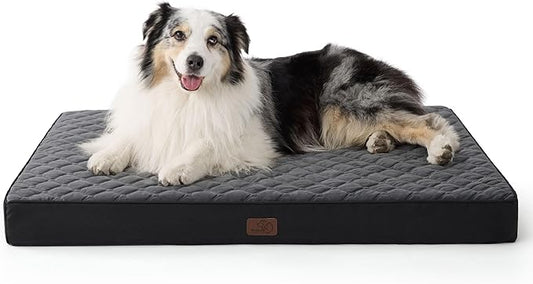 Bedsure Orthopedic Dog Bed for Extra Large Dogs and Crate - Thick Memory Foam Pet Mattress with Removable Washable Cover and Egg Crate Foam, Suitable for Pet Up to 100 lbs, XL 41x29x4 Inches, Black
