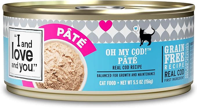 I and love and you Wet Cat Food - Oh My Cod Pâté - Cod Recipe, Grain Free, Filler Free, 5.5oz Pack of 12 Cans