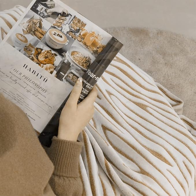 FY FIBER HOUSE Flannel Fleece Throw Blanket, Lightweight Cozy Plush Microfiber Bedspreads for Adults,60 by 80-Inch,Brown Zebra