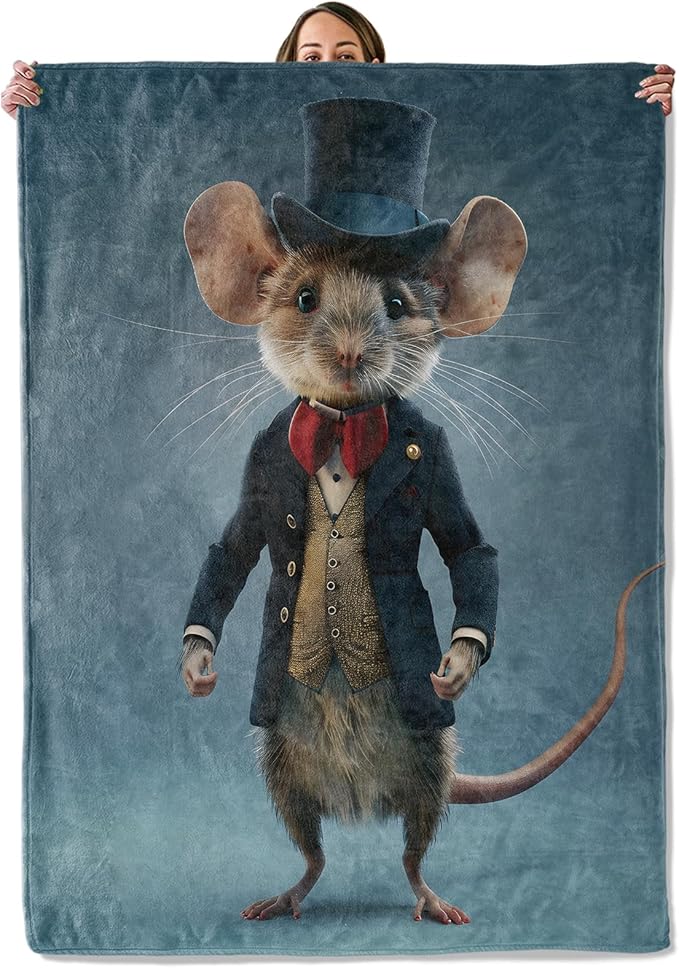 Mouse Gifts, Stylish Mouse Blanket for Adults Women Kids, 80x60 in, Cozy Fuzzy Warm Soft Throw Blankets for Bedroom, Camping, Couch, Decor