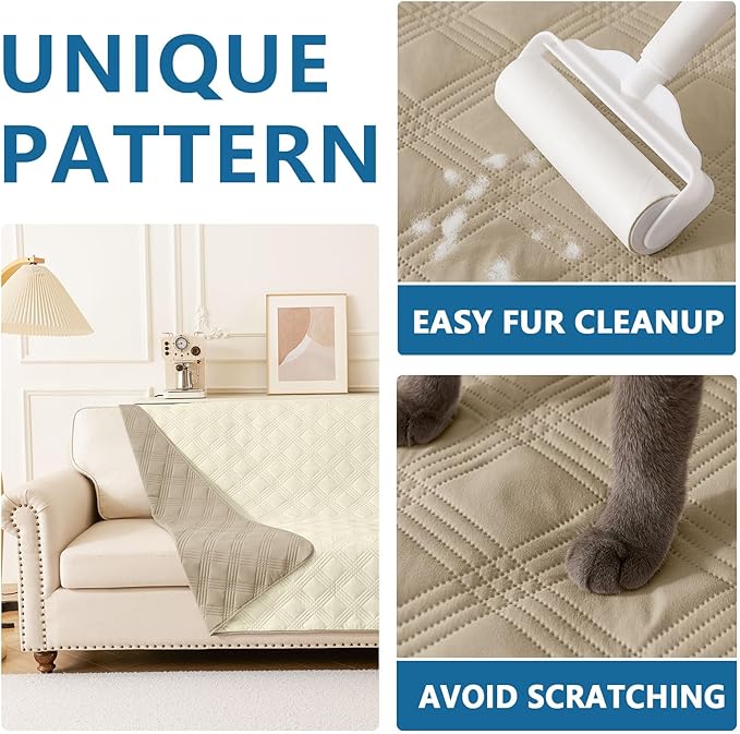 hyha Waterproof Dog Blanket, Reversible Pet Bed Blanket, Soft Sofa Couch Cover for Dogs Washable, Waterproof Pet Couch Covers for Sofa Puppy Cats Furniture Protector(68"x82", Taupe/Beige)