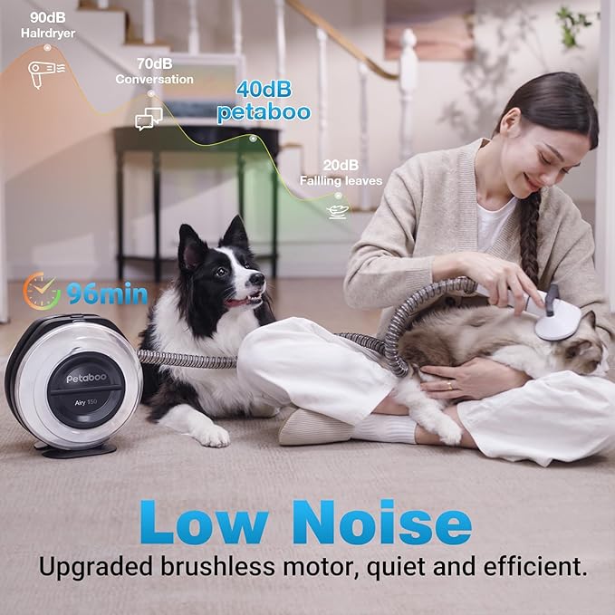 petaboo Cordless Dog Grooming Vacuum, Pet Grooming Kit with Clippers Nail Grinder 5 Pet Grooming Tools,2.2L Dust Cup,Low Noise,Dog Vacuum for Shedding Grooming for Home Outdoor Car