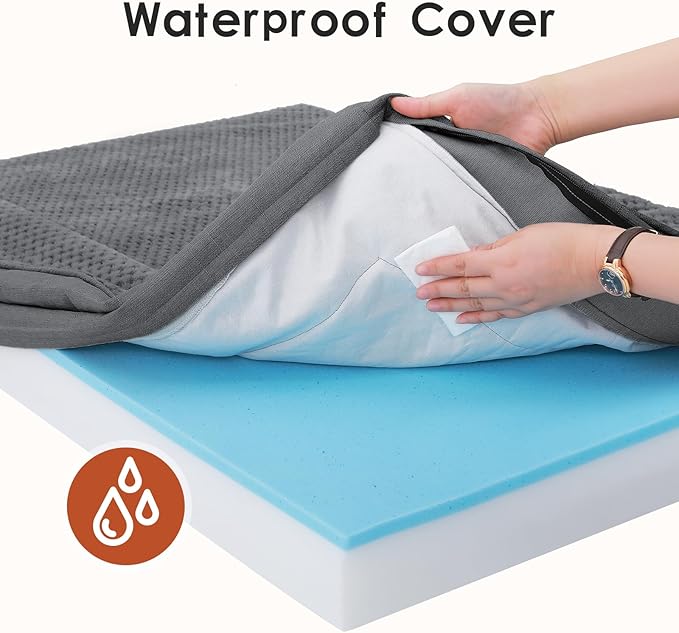 Orthopedic Dog Beds Large Sized Dog, Memory Foam Pet Bed for Large Dogs, Washable Removable Cover, Nonskid Bottom, Waterproof, 44x32x6 Inches, Dark Grey