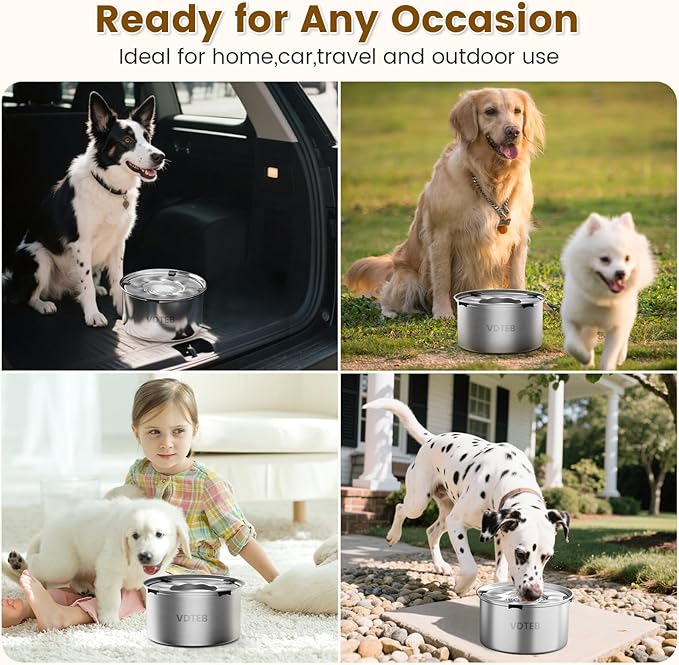 Dog Water Bowl No Spill 5.6L Stainless Steel,Spill Proof Slow Water Bowl for Dogs,Non-Slip Slobber Stopper Slow Drinking Feeder for Sloppy Messy Drinkers, Indoor and Outdoor Use