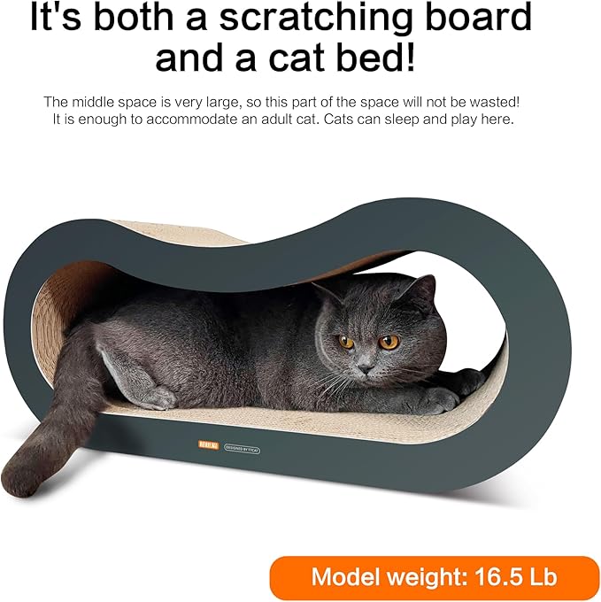 TTCAT Cat Scratching Pad, 2 in 1 Corrugated Cardboard Cat Scratcher Lounge for Indoor Cats, Durable Cat Scratching Board Reversible with Catnip for Furniture Protection.