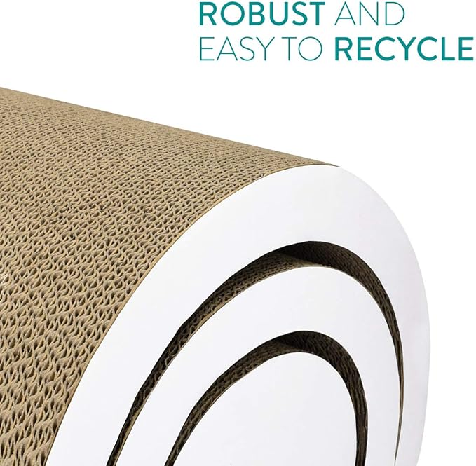 Navaris Cat Tunnel Scratcher Set (3-Pieces) - Corrugated Cardboard Paper Scratching Board Tubes and Roll Toy for Cats - Scratch, Lounge, Hide and Play