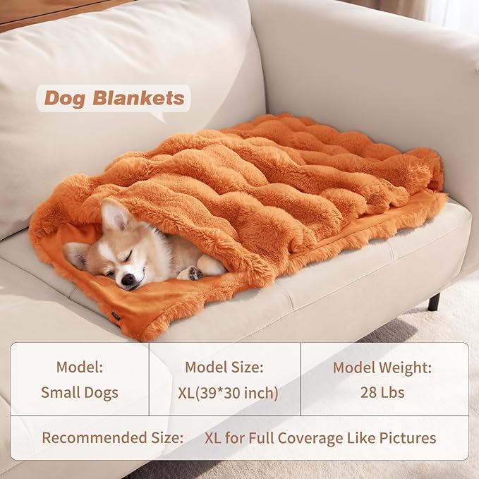 Dog Blanket Ultra Soft Fuzzy Faux Fur Cat Blankets for Indoor Cats Ultra Soft Plush Faux Fur Machine Washable Reversible Pet Throw Protector for Couch Furniture 39"X 30" Orange
