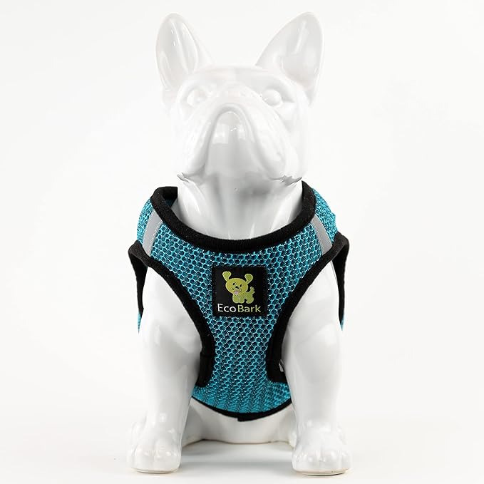 EcoBark Step in Dog Harness - Reflective Soft Luxurious Mesh Dog Harnesses for XXS, XS, Small, and Medium Dogs - Eco-Friendly Comfort Secure Halter No Pull Adjustable Pet Vest (Aqua Sport, XXXS)