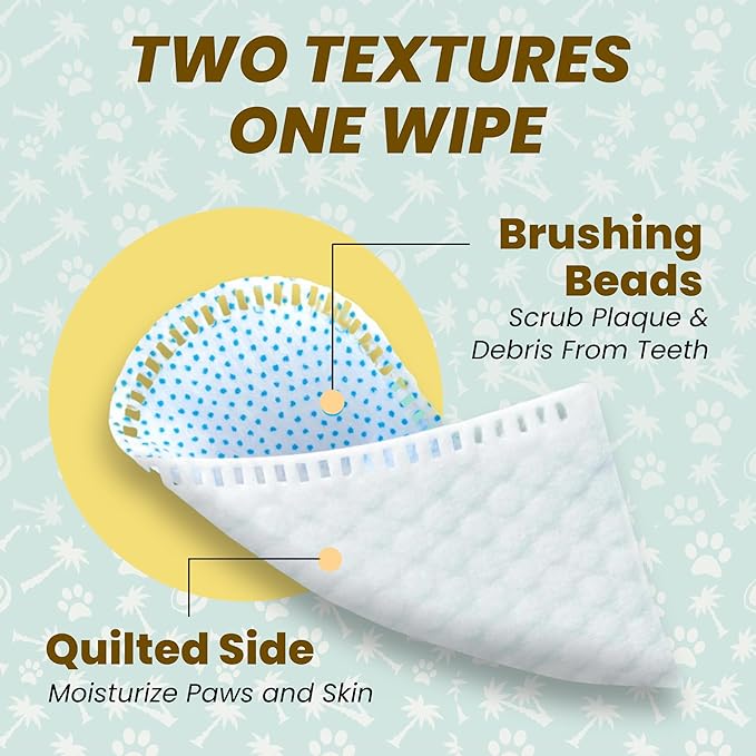 Dog Teeth Cleaning Wipes Ear Nose Paws Fur Cleaner Pure Coconut Oil 1 Pack of 50