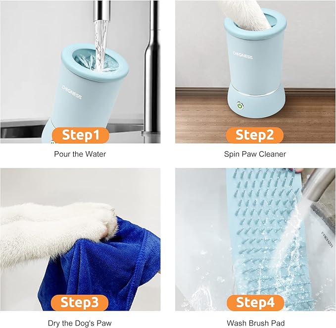 DOGNESS W01 Automatic Dog Paw Cleaner for Small to Medium Dogs (Light Blue)