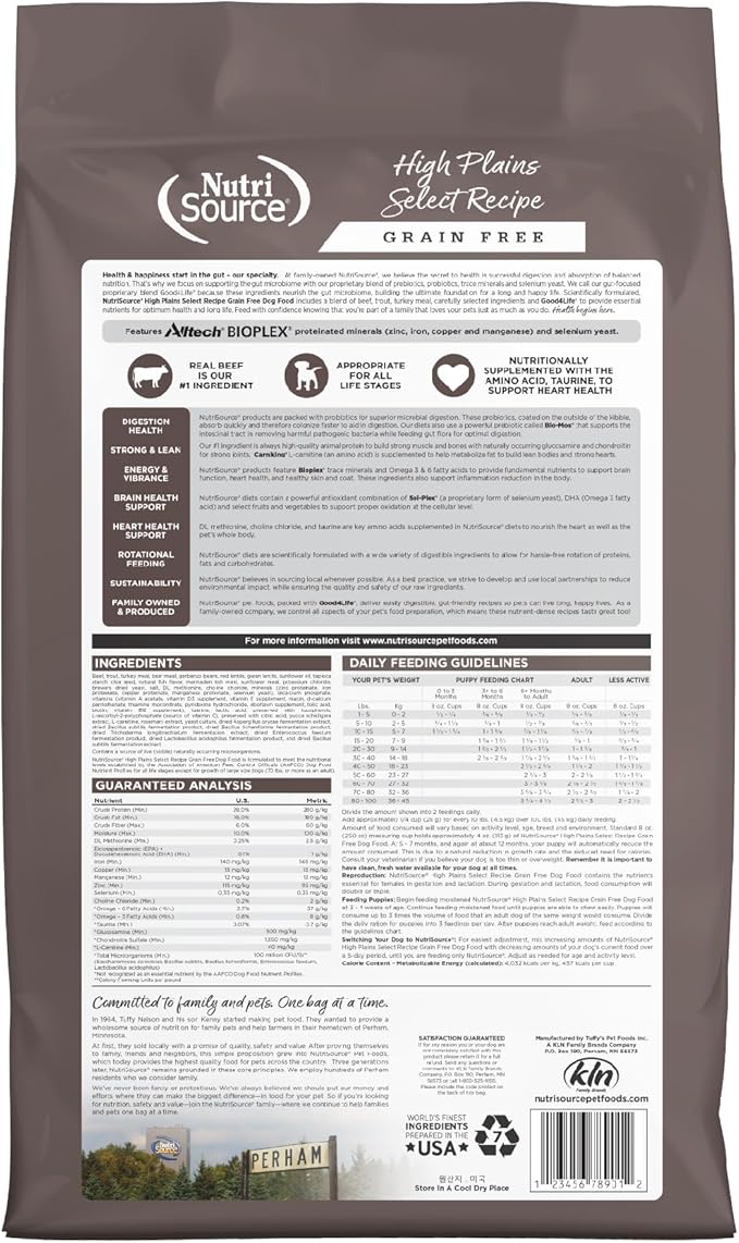 NutriSource High Plains Select Grain Free Dry Dog Food, Beef, Trout and Turkey Meal, 12LB