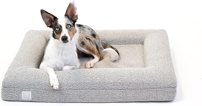 Luxury Boucle Orthopedic Memory Foam Dog Bed with Waterproof Liner and Machine Washable Cover with YKK Zippers (Medium, 37" L x 30" W x 6" Th, Sand)