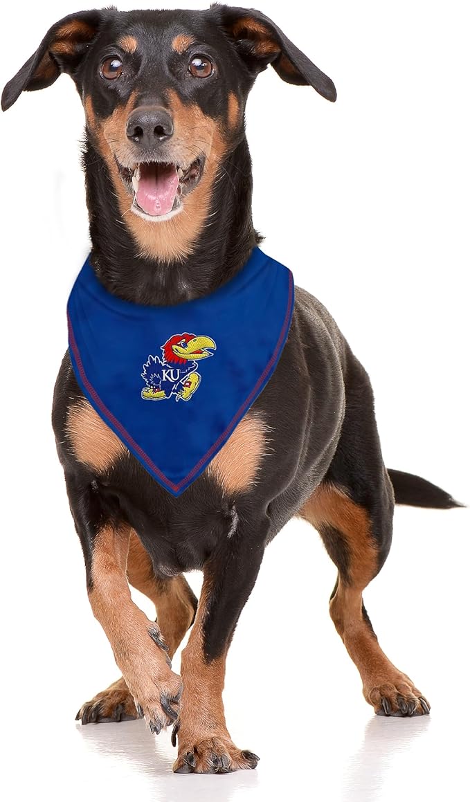 Pets First NCAA Kansas Jayhawks TIE Bandana, Size Small/Medium. Dog Bandana Scarf Bib for Pet Cat Dog. The Ultimate Game-Day, Party Bandana