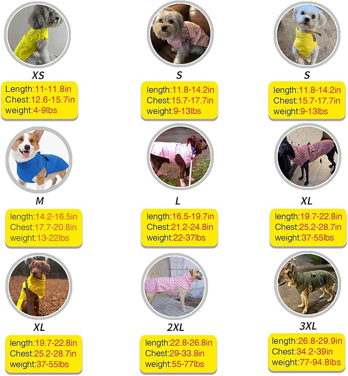 Adjustable Waterproof Dog Raincoat for Dogs,Lightweight Pet Rain Jacket Puppy Clothes with Reflective Strip for Small Medium Large Dogs (Yellow, Large)