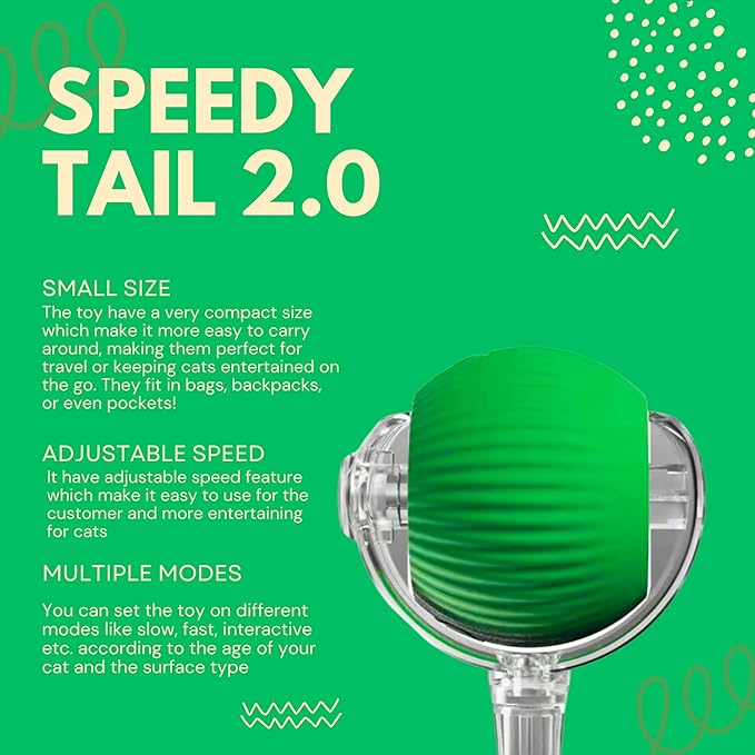 Speedy Tail 2.0 Cat Toy, 360°Automatic Rolling Ball, Smart Interactive Cat Toy, Smart Jumping Ball for Dogs