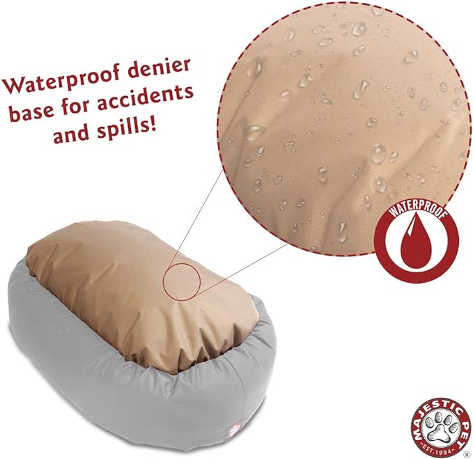 Majestic Pet 40 Inch Suede Calming Dog Bed Washable 40x29x9 (Inch) – Cozy Soft Round Donut Dog Bed with Spine Support for Dogs to Rest Their Head - Pet Bed Large – Rust