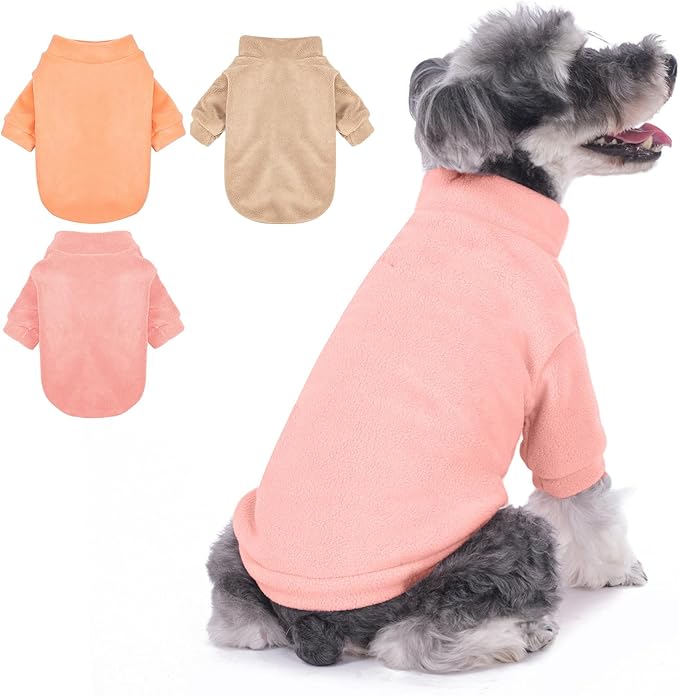 Dog Sweater, 3 Pack Dog Sweaters for Small Dogs Girl Boy, Ultra Soft Warm Puppy Clothes Dog Coat for Winter (Peach+Lt Camel+Pink, XX-Small)
