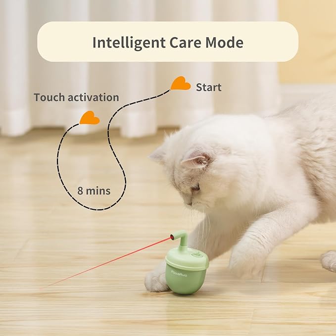 MayMaw Automatic Cat Laser Toy - 360° Self-Balancing Laser with 3 Adjustable Speeds & USB Rechargeable Interactive Toy for Bored Indoor Cats (Green)