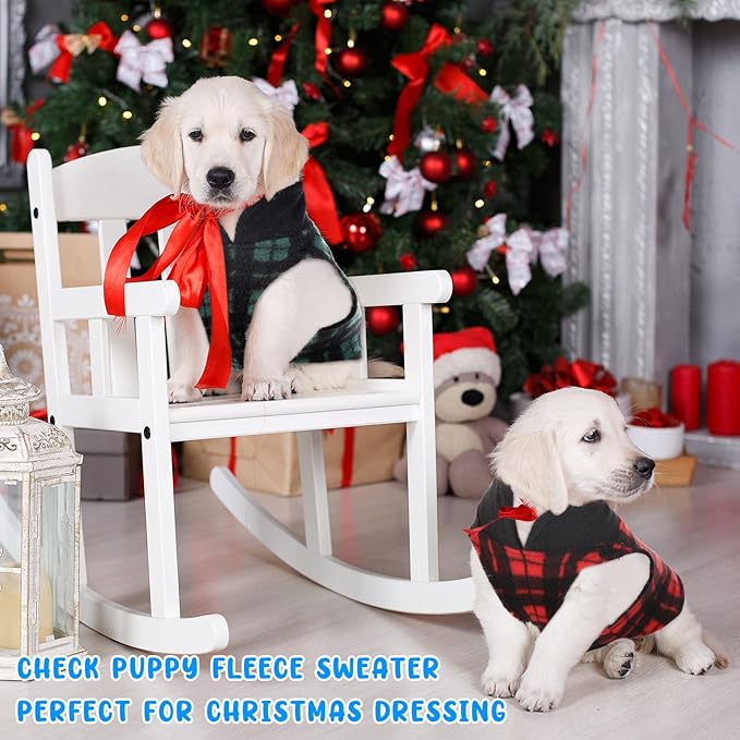 Reginary 10 Pack Small Dog Sweaters Fleece Pet Dog Clothes with Leash Ring Soft Warm Winter Puppy Plaid Shirt(Stylish)