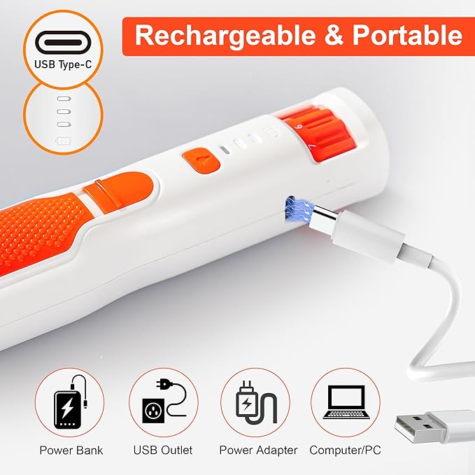 Dog Nail Grinder 7-Speed & 360° LED Light, Professional Pet Nail Grinder for Dogs and Cats, Electric Dog Nail Trimmer Painless Paws Grooming & Smoothing Tool for Large Small Dogs Cats Pets