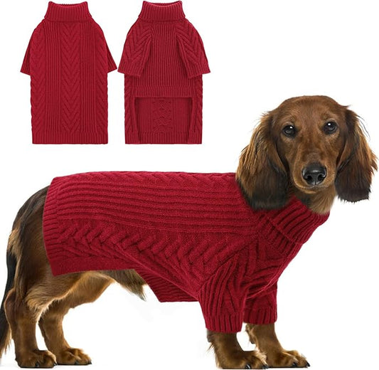 Large Dog Sweaters, Pet Sweaters for Large Dogs, Pets Sweatshirt Apparel Turtleneck Pullover Winter Pitbull, Samoyed (Red, L)