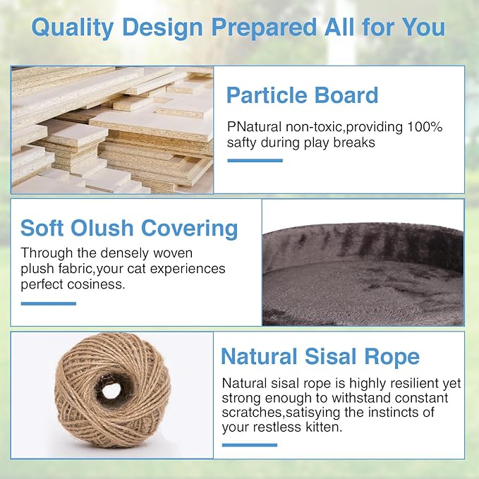 FDW Cat Tree 54in Cat Tower Multi-Level Durable Cat Scratching Post & Cozy Fun Cat Jumping Platform Space Saving Cat Condo Pet Play House for Indoor Cats,Purple Gray