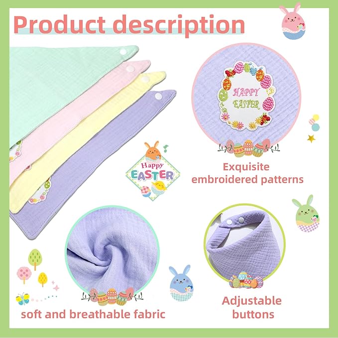 Dog's Bandanas Solid Color Cotton Easter Letter Embroidered Pet Scarf with Adustable Button,Purple,Medium