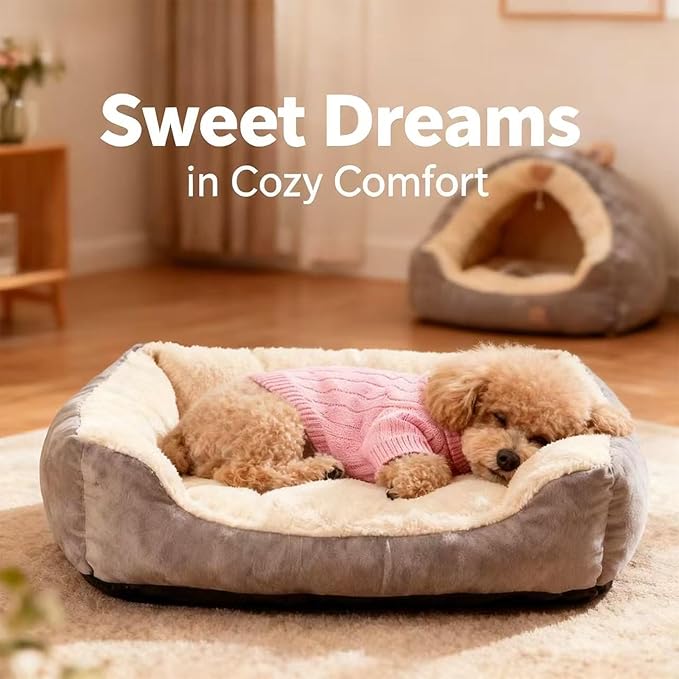 Small/Medium Dog Sweater, Warm Dog Winter Coat w/Sleeves, Comfortable High Neck Premium Dog Clothes for Mini Poodle-Best for Holidays, Daily Walks S Pink