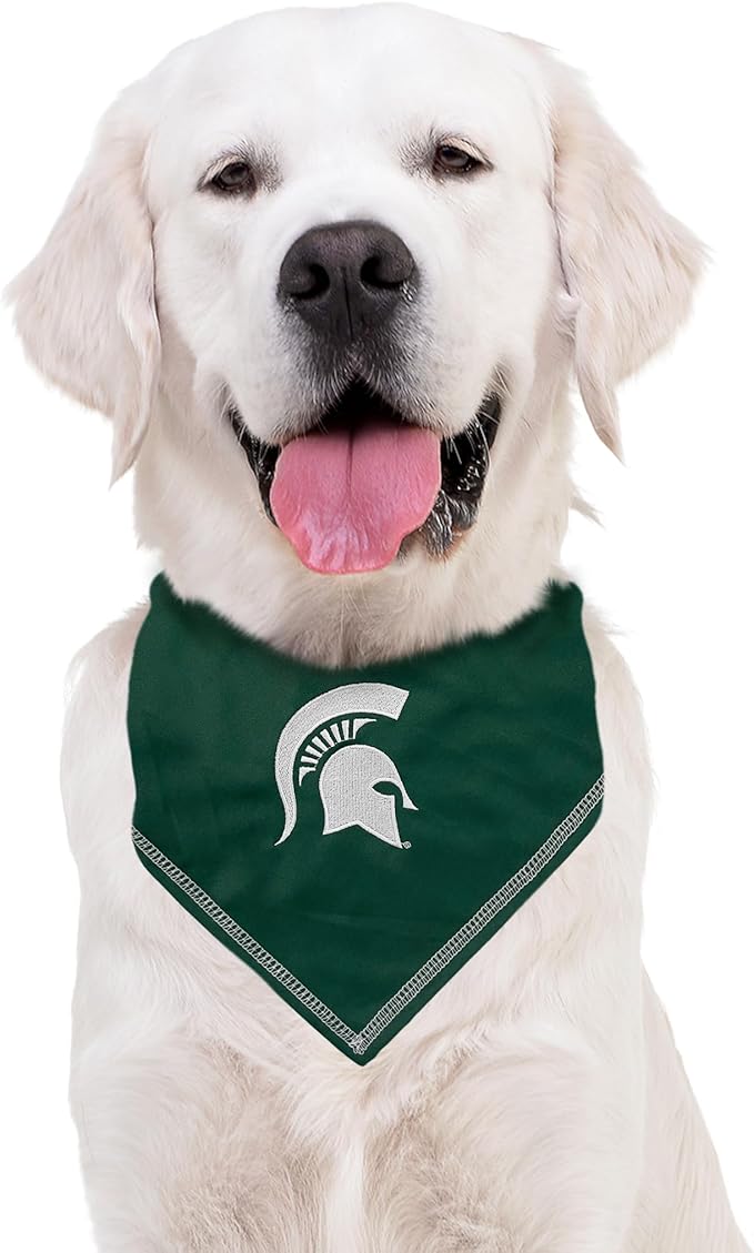 Pets First NCAA Michigan State Spartans Tie Bandana, Small/Medium. Dog Bandana Scarf Bib for Pet Cat Dog. The Ultimate Game-Day, Party Bandana (MS-3550-S-M)