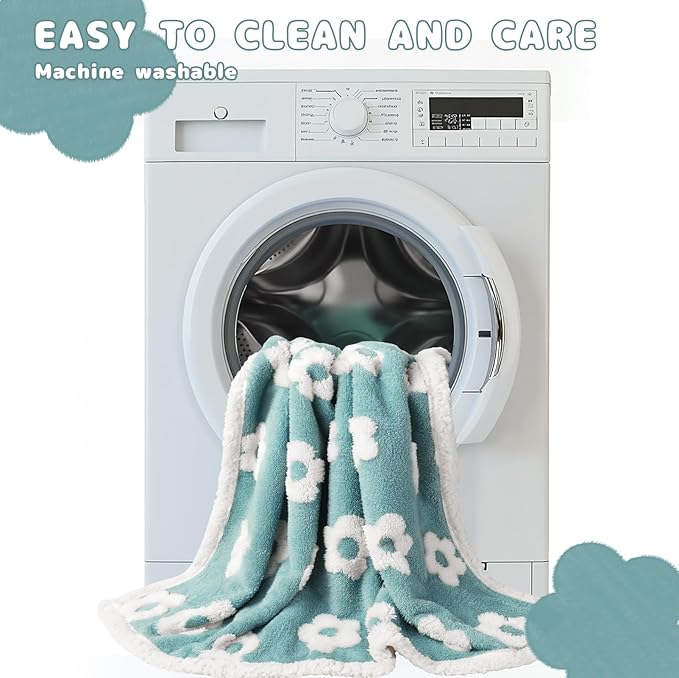 Luciphia Waterproof Pet Blanket for Medium Large Dogs Washable Fluffy Thick Jacquard Shag Fleece Warm Sherpa 3D Textured Flower Print for Cats Puppy Couch Protection (Blue,67x57 inches)