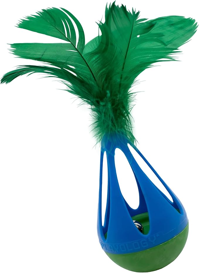 Playology Cat Toys | Interactive Teeter Totter Feather Top Toy for Indoor Cats (Value 2-Pack) | Toy Made from Non Toxic Materials