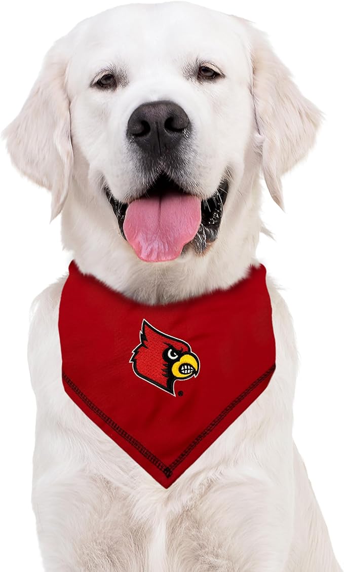 Pets First NCAA Louisville Cardinals TIE Bandana, Size Small/Medium. Dog Bandana Scarf Bib for Pet Cat Dog. The Ultimate Game-Day, Party Bandana