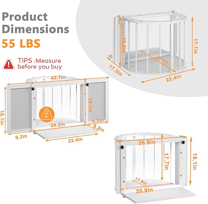 Cat Window Box, Semicircular Adjustable Window Catio, Wooden Cat Window Perch Fits Vertical Window Frames 26" to 42" Wide, Sunbathing, Napping & Overlooking, White