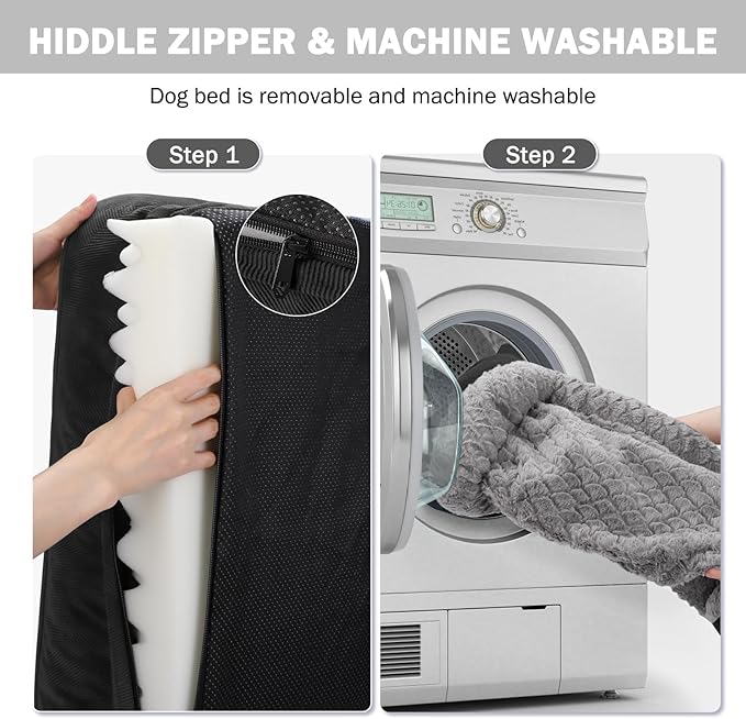 INVENHO Orthopedic Medium Dog Dogs, Egg-Crate Foam Dog Couch with Washable Removable Cover, Waterproof Lining and Nonskid Bottom