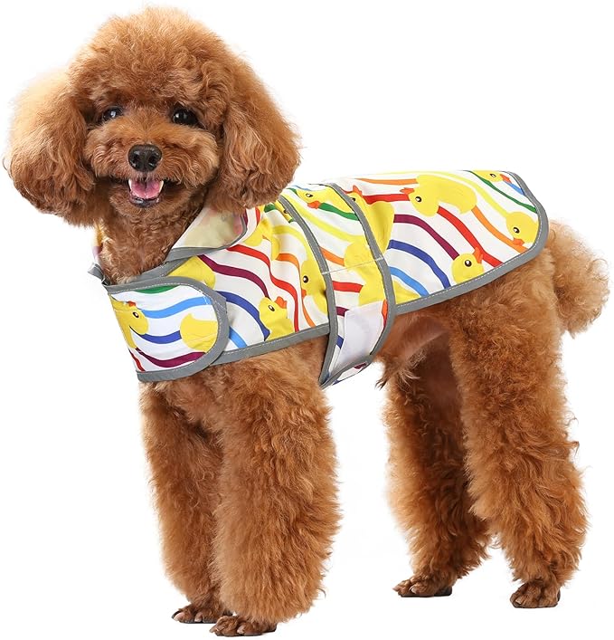 Dog Raincoat Hooded,Waterproof Rain Coat for Dogs with Adjustable Belly Strap,Reflective Strips, Lightweight Slicker Poncho Rain Jacket for Small Medium Large Dogs
