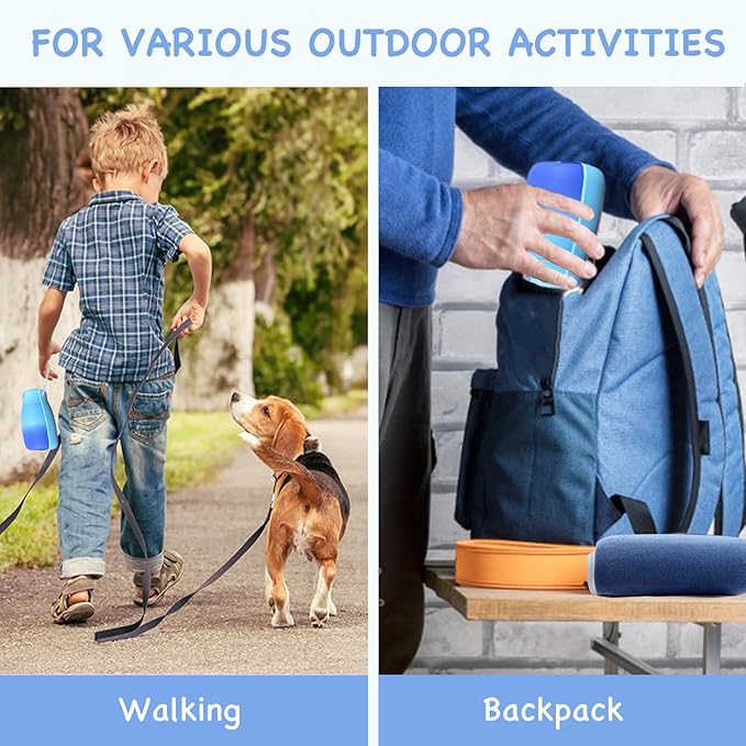 Dog Water Bottle Portable 10Oz - Food Grade Plastic Dog Travel Water Bowl Dispenser, Dog Travel Accessories, Water Bottle for Dogs Outdoor Walking Camping, Dogs Birthday Gifts (Blue)