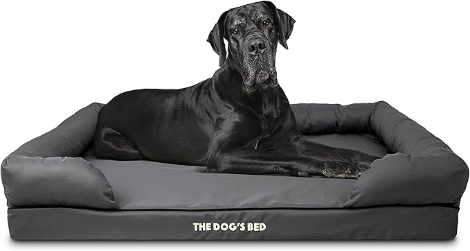 The Dog’s Bed, Dog Bed XXL Grey, Memory Foam, Pain Relief: Arthritis, Hip & Elbow Dysplasia, Post Surgery, Lameness, Supportive, Calming, Waterproof Washable Cover