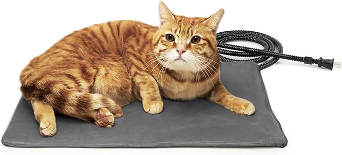 NICREW Pet Heating Pad for Dogs and Cats, Heated Cat Bed with Steel-Wrapped Cord and Soft Fleece Cover, 17.7 x 15.7 Inches, 30 Watts