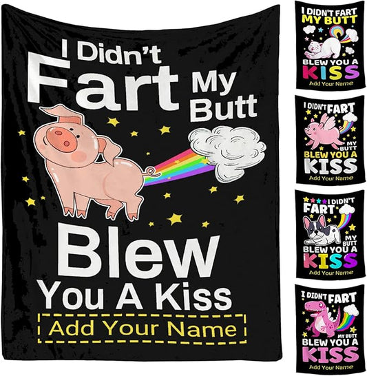 Custom Funny Pig Blanket Gift for Men Women, 60x80 Inches Soft Flannel Cozy Throws Blankets Funny Gift Idea for Adult Teen Kids Girls Boys Animals Parttern for Christmas Bed Sofa Couch-Twin Size