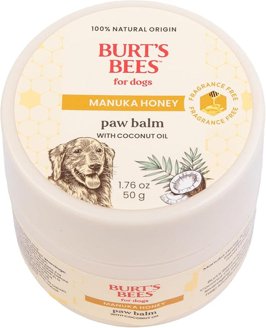 BURT'S BEES FOR PETS Paw Balm for Dogs with Manuka Honey and Coconut Oil, Soothes Dry Dog Paws, Naturally Derived Ingredients, 1.76 Oz