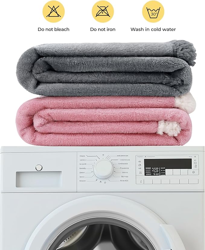 Luciphia Waterproof Bed Blanket Washable,Soft Sherpa Fleece Puppy Reversible Throw Blankets for Small Medium Dog Cat,Furniture Cover Protector Couch from Liquid Pee and Pet Fur,Purple White,57" x 40"