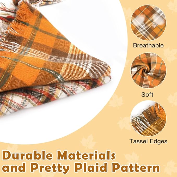 Kytely 2 Pack Fall Dog Bandanas Autumn Dog Bandana Thanksgiving Plaid Pets Scarf Triangle Bibs for Cat Small Dogs Pets
